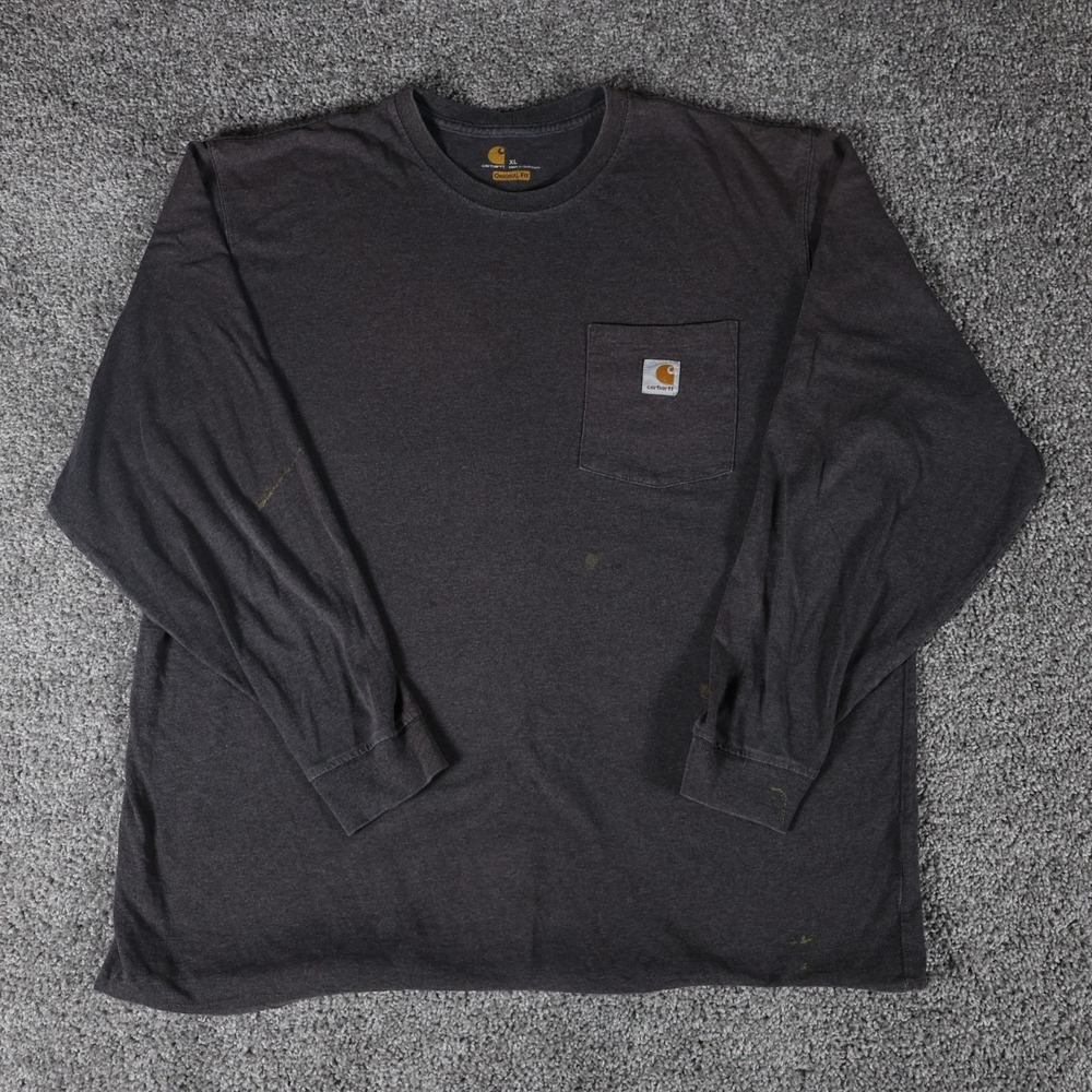 Carhartt Original Fit long-sleeve pocket T-shirt in a faded charcoal black color
